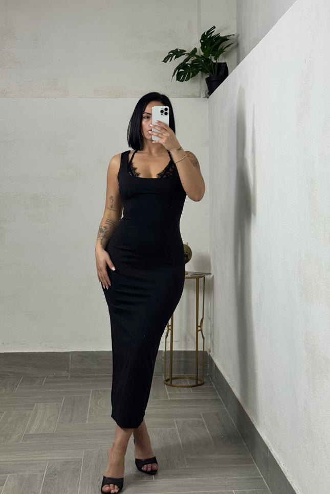 Dress midi con inserto in pizzo