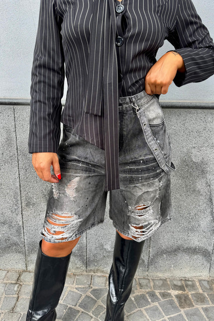 Bermuda denim grey con rotture