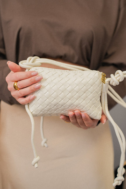 Borsa a spalla mini in ecopelle intrecciata