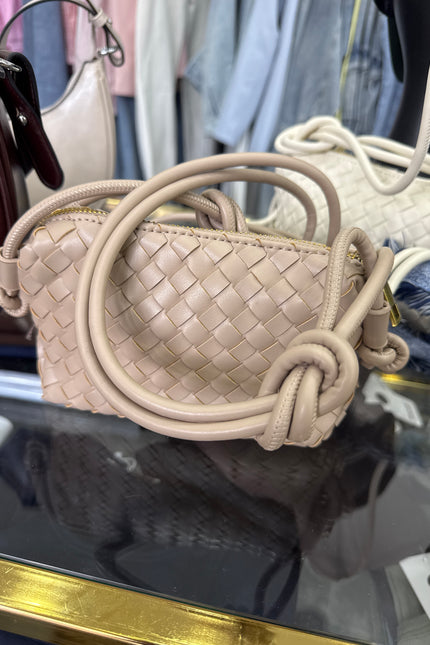 Borsa a spalla mini in ecopelle intrecciata