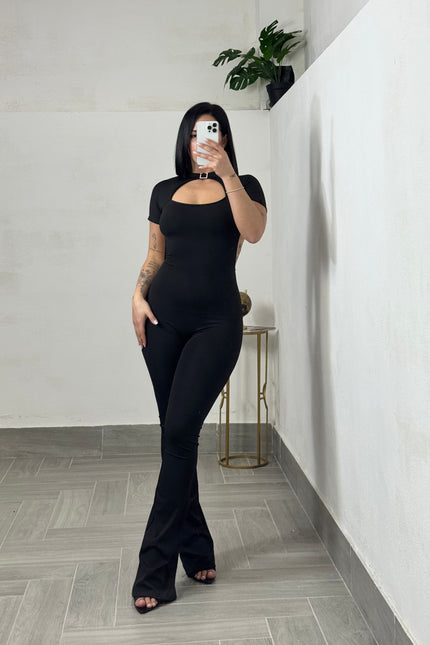 Jumpsuit mezzamanica dettaglio gioiello