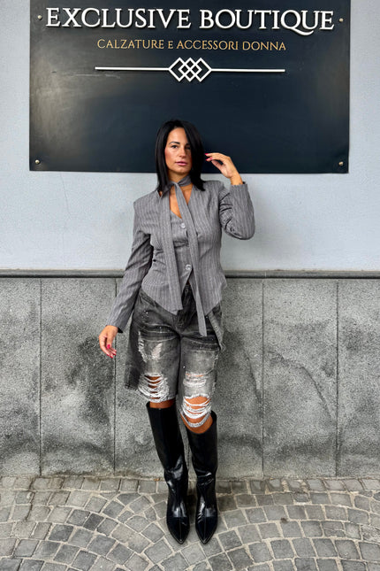 Bermuda denim grey con rotture