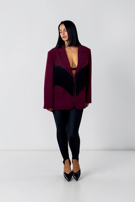 Blazer frange Justwest bordeaux