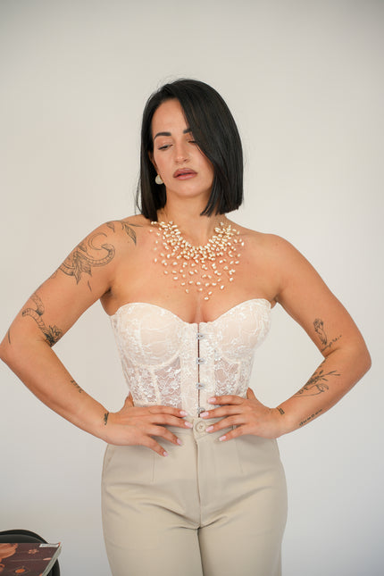 Corsetto pizzo panna