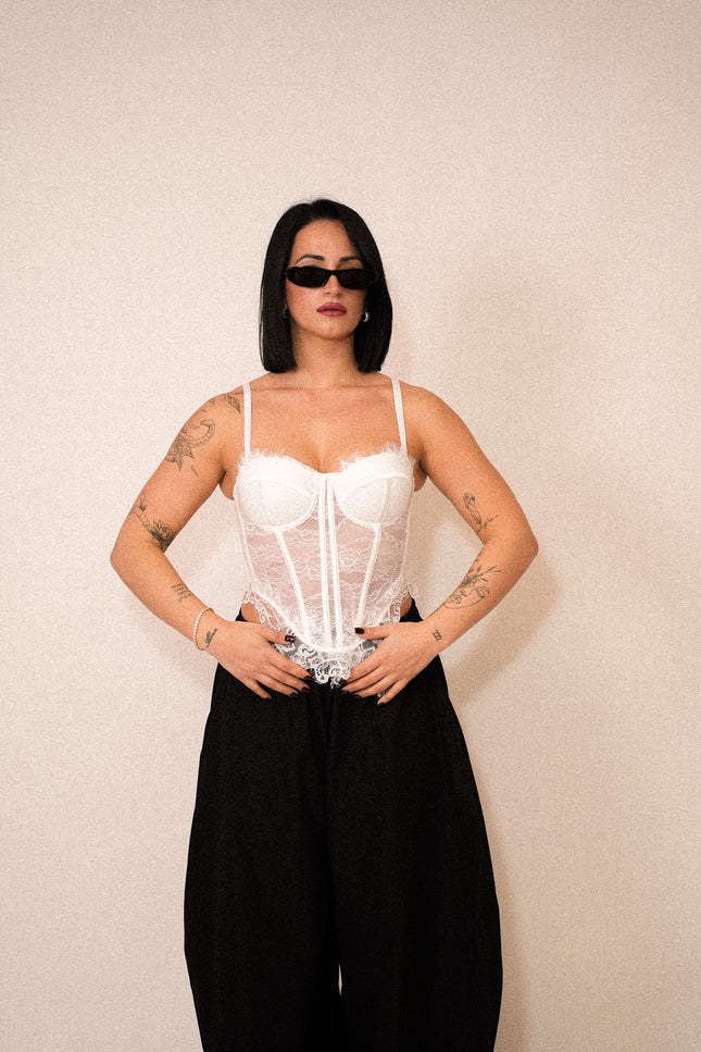 Corpetto pizzo bianco