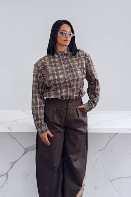 Camicia spallina quadri cacao