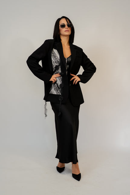 Blazer strutturato black con inserti pizzo