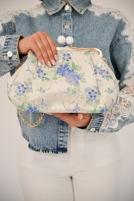 Clutch floreal azzurra