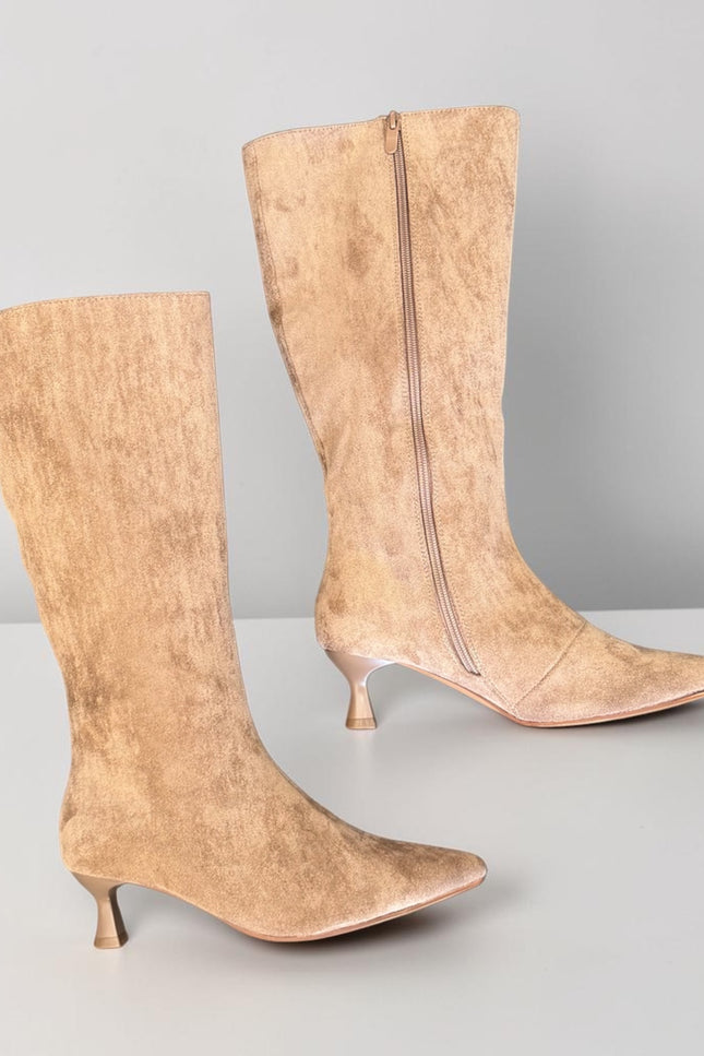 Stivale camoscio beige