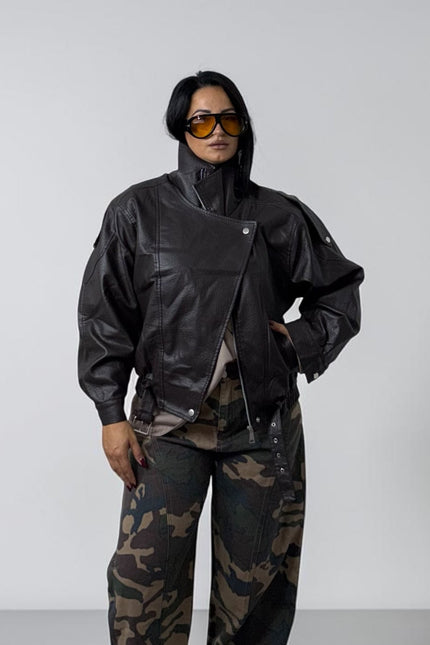 Jacket ecopelle testa di moro