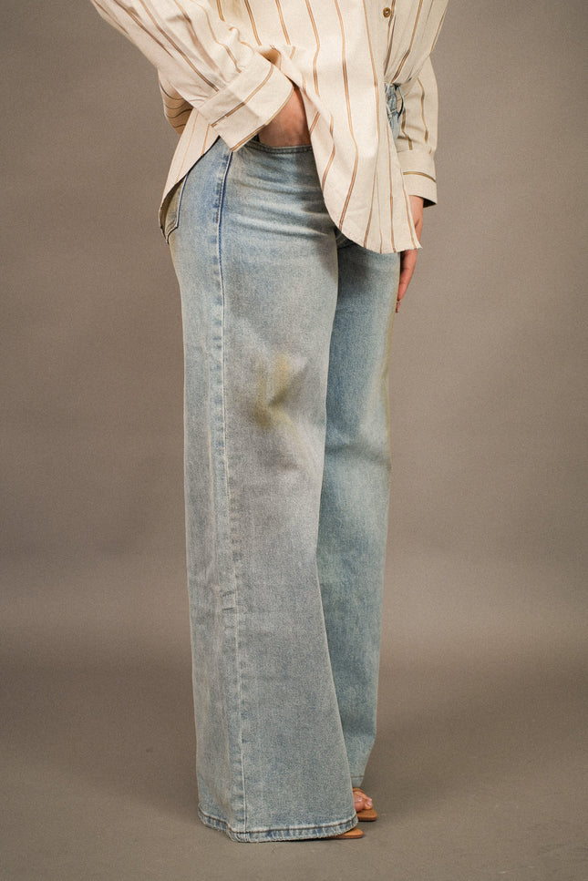Jeans sabbiato wide leg