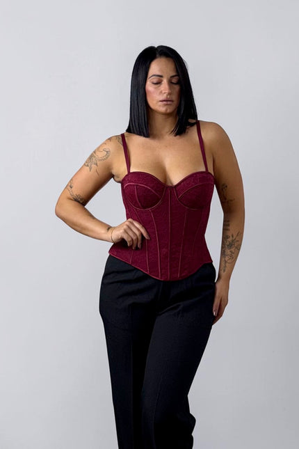 Corpetto pizzo bordeaux