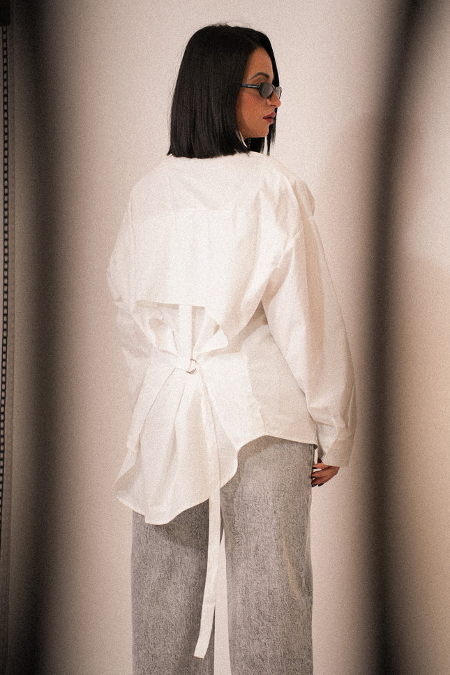 Maxi camicione con spallina bianco