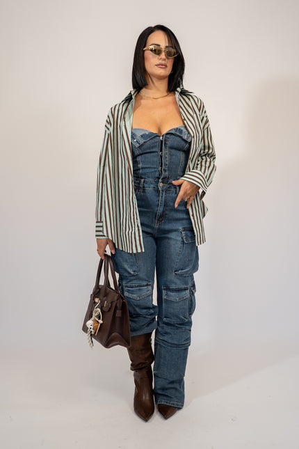 Jumpsuit denim cargo