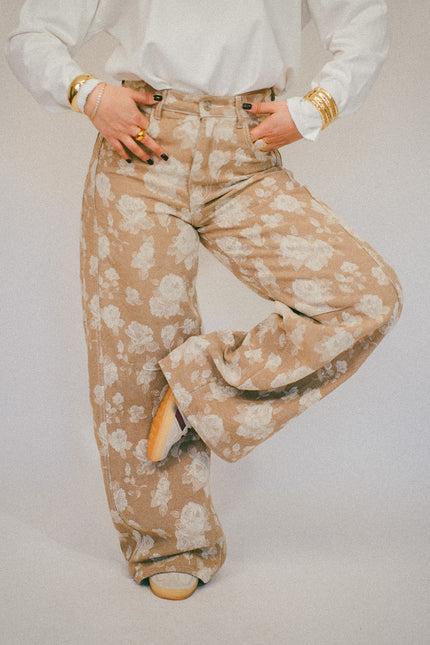 Jeans ballon stampa Flower