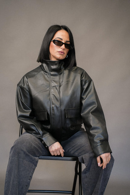 Bomber ecopelle nero