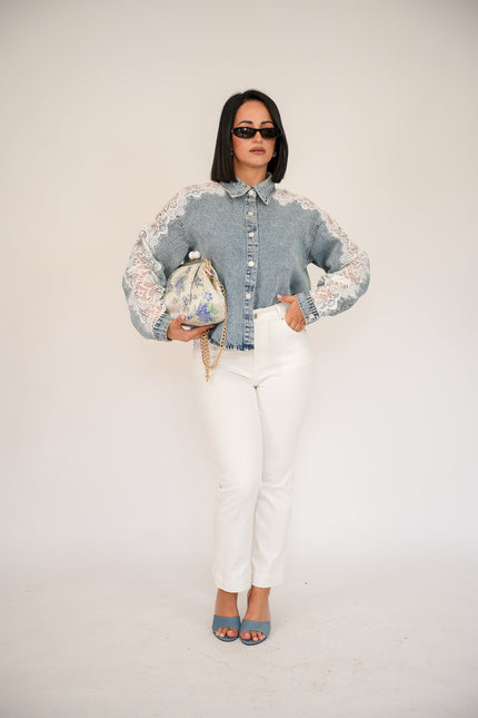 Jeans denim white straight