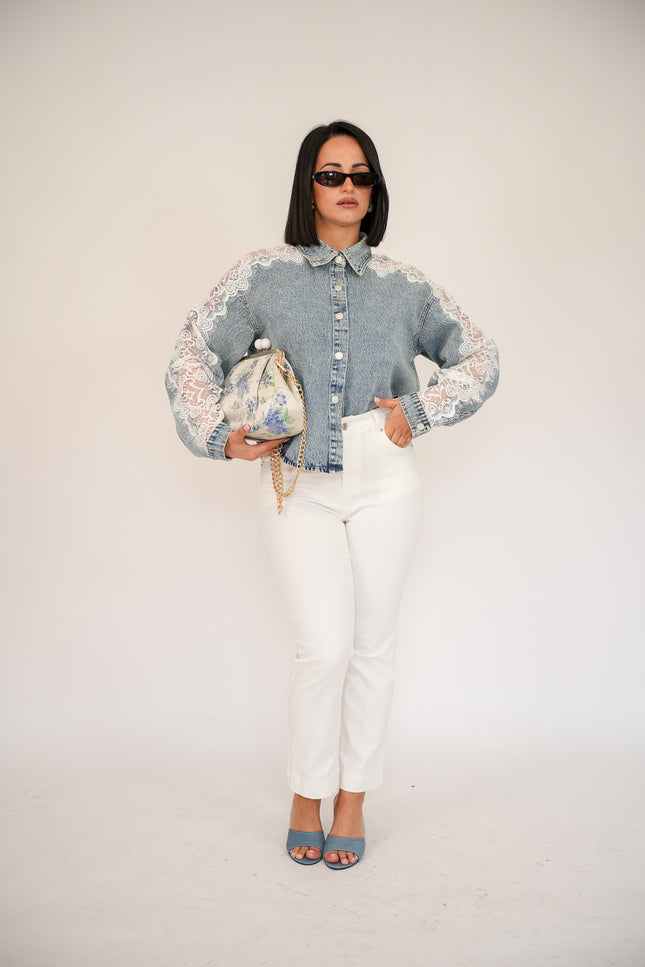 Jeans denim white straight
