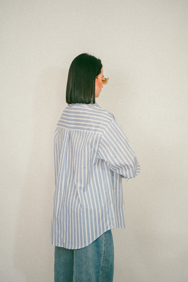 Camicione oversize righe azzurro