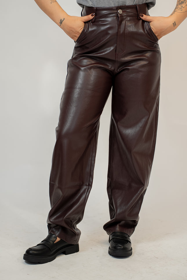 Pantalone ballon  ecopelle bordeaux