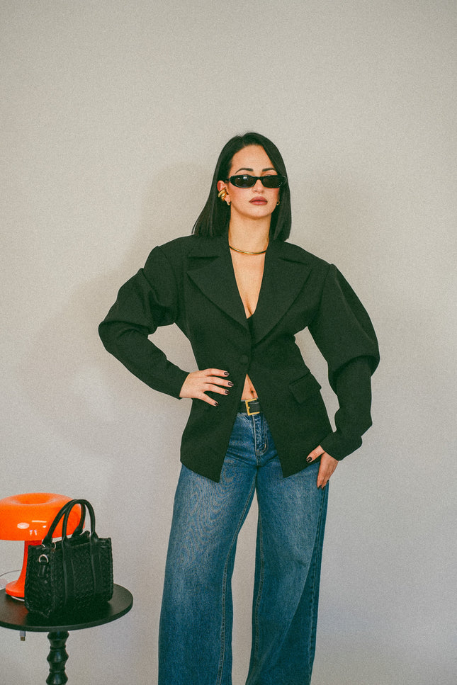 Blazer strutturato spallina black