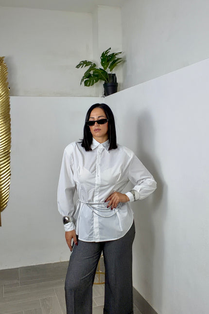 Camicia basic bianca pinces