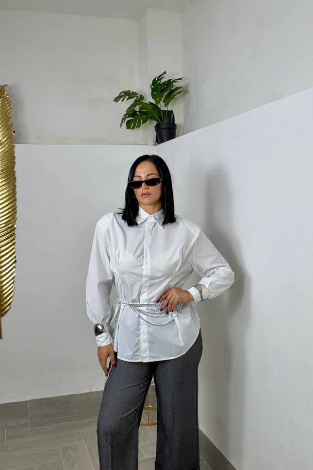Camicia basic bianca pinces