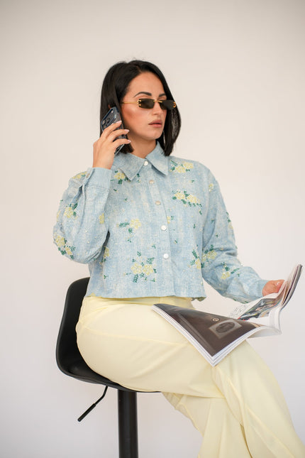 Camicia giacca denim con decorazioni