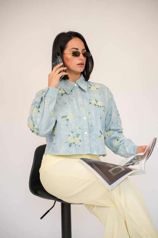Camicia giacca denim con decorazioni