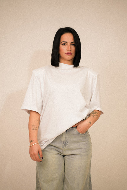 T SHIRT oversize spalline Justwest bianca