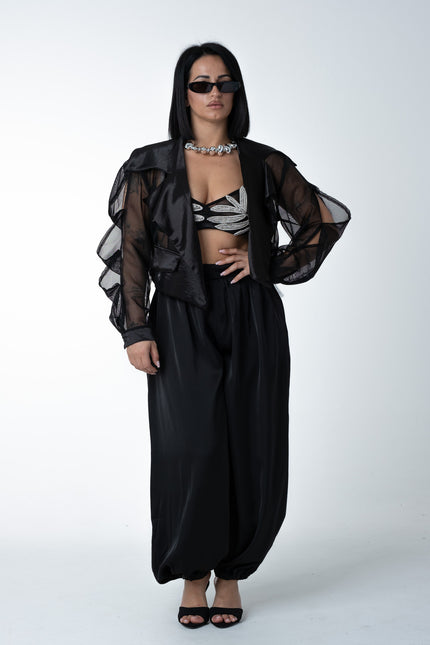 Pantalone raso ballon nero
