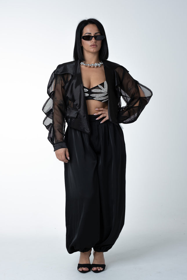 Pantalone raso ballon nero