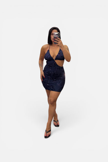 Dress pailettes blu navy