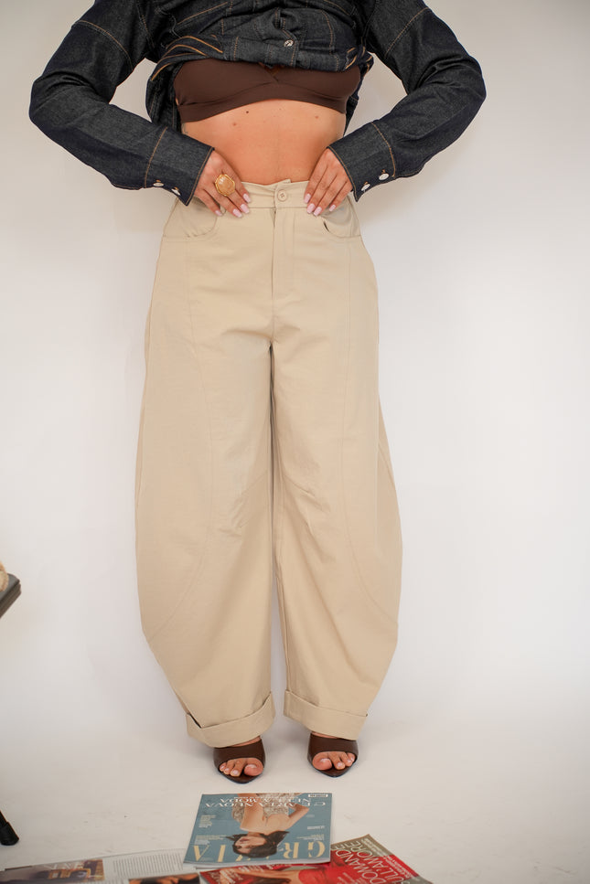 Pantalone ballon piegone beije