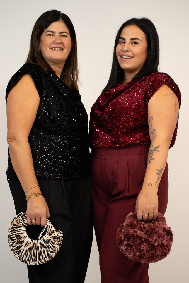 Maglia paillettes spallina