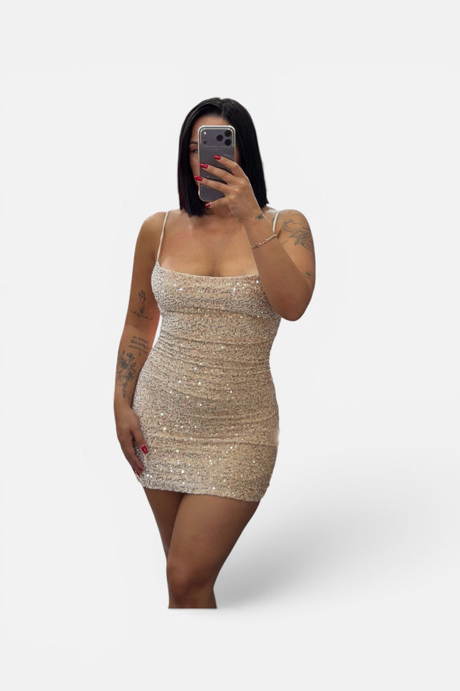 Mini Dress pailettes gold
