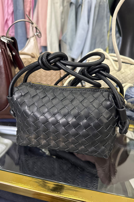 Borsa a spalla mini in ecopelle intrecciata