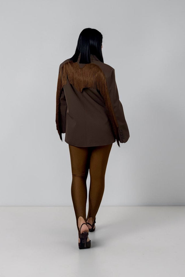 Blazer frange Justwest cacao