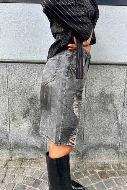 Bermuda denim grey con rotture