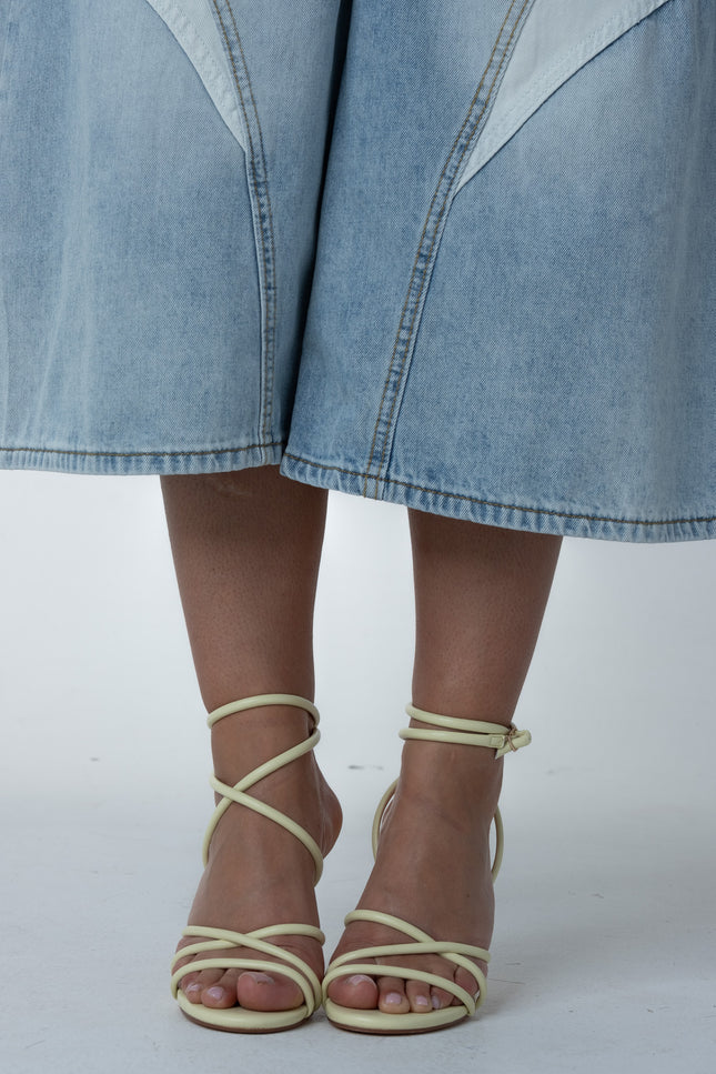 Sandalo intreccio giallo rocchetto