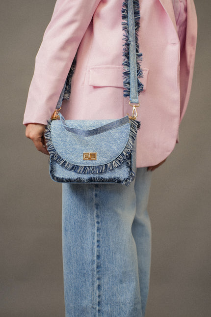 Bag denim sfrangiata