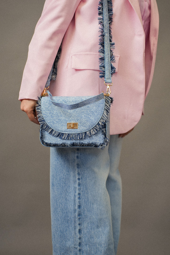 Bag denim sfrangiata