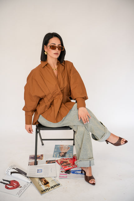 Camicia oversize marrone