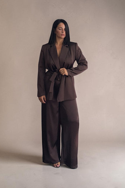 Tailleur raso satin cioccolato