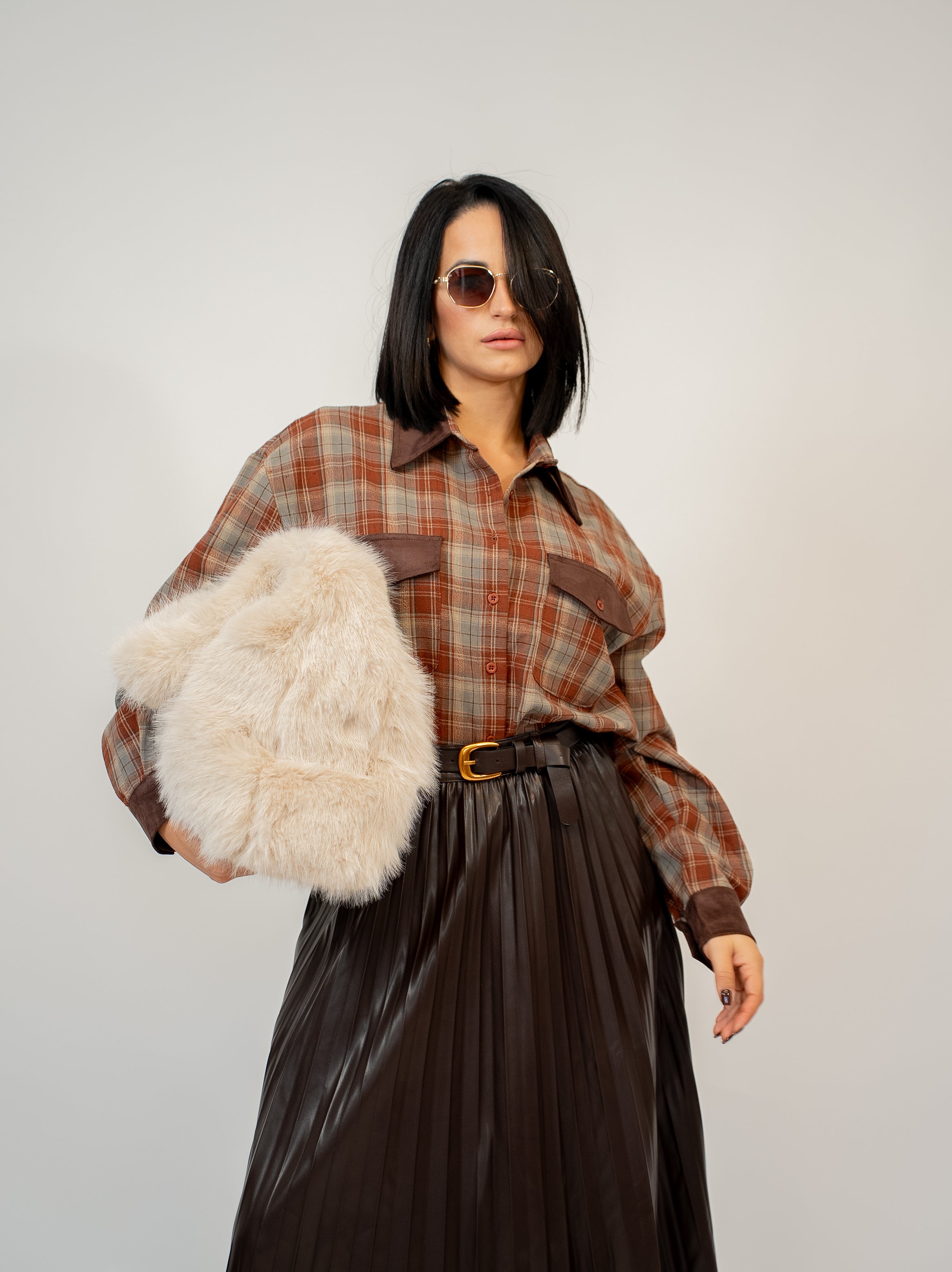 Bag spalla ecopelliccia panna