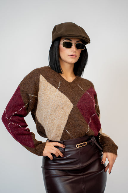 Pull rombi scollo a V