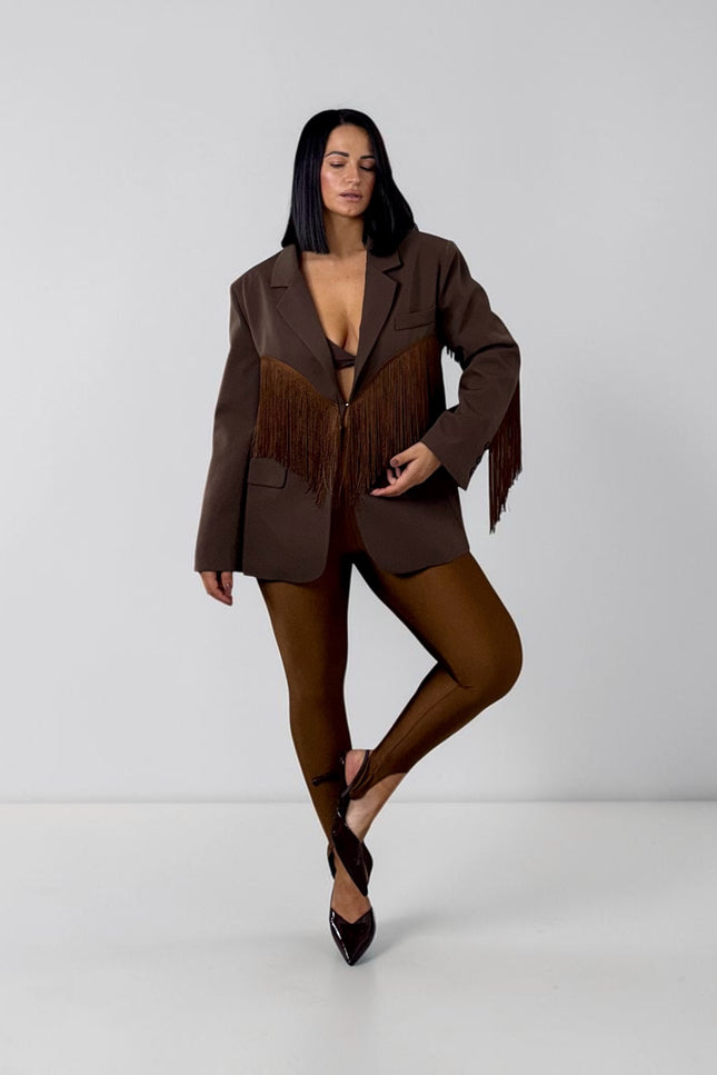 Blazer frange Justwest cacao