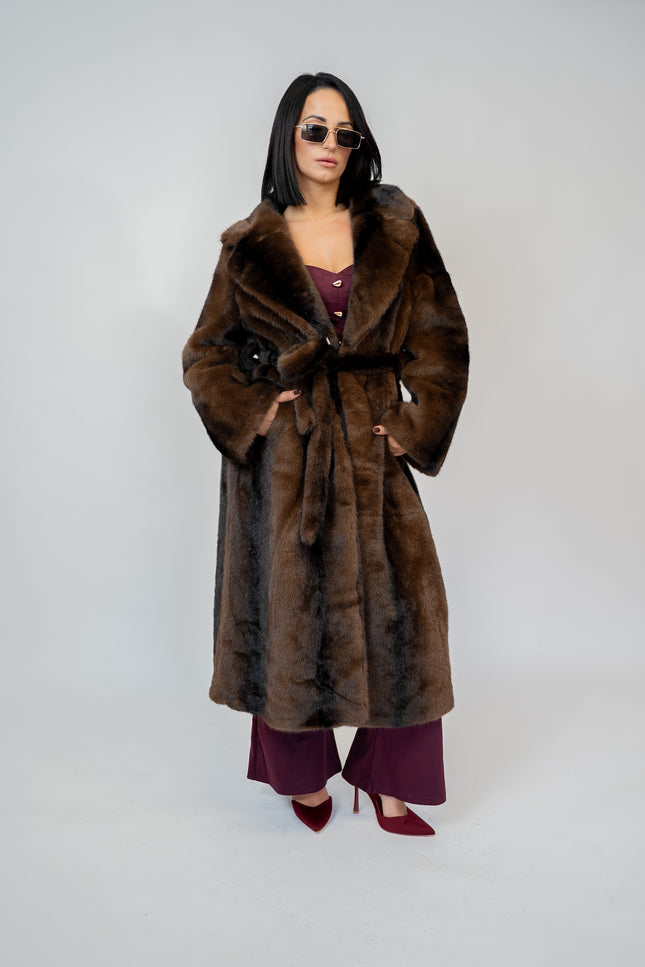 Ecofur visone lungo marrone