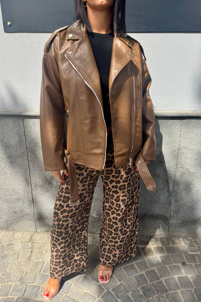 Biker ecopelle oversize cacao