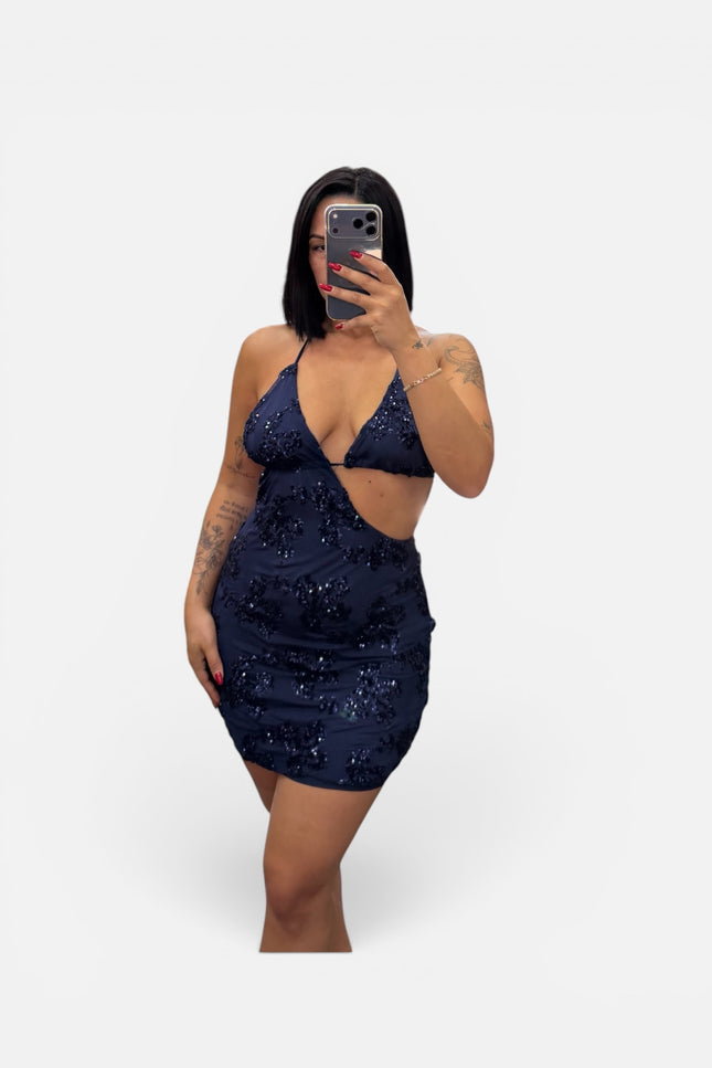 Dress pailettes blu navy